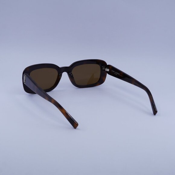 Saint Laurent SLM130 004 Sunglasses Havana Rectangle Frame, Nicotine Lenses - Picture 9 of 12
